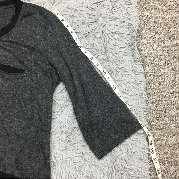 Anthropologie Pleione  Contrast Trim Chiffon Top High Low Chest Pocket Gray XL - Picture 13 of 16